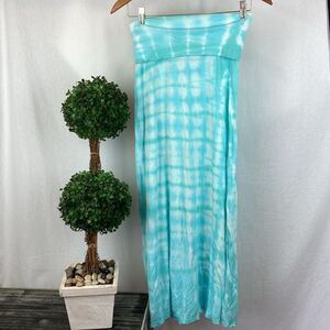 Billabong Blue & White Tie Dye Print Long Full Length Maxi Skirt S